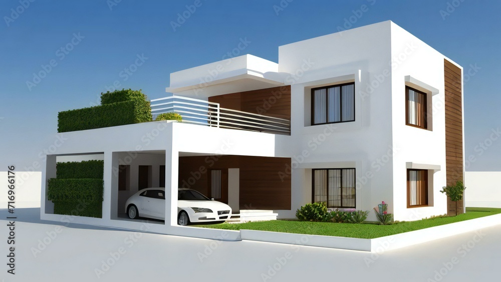 3d render of a modern house isolated on white background, Concept for real estate or property.