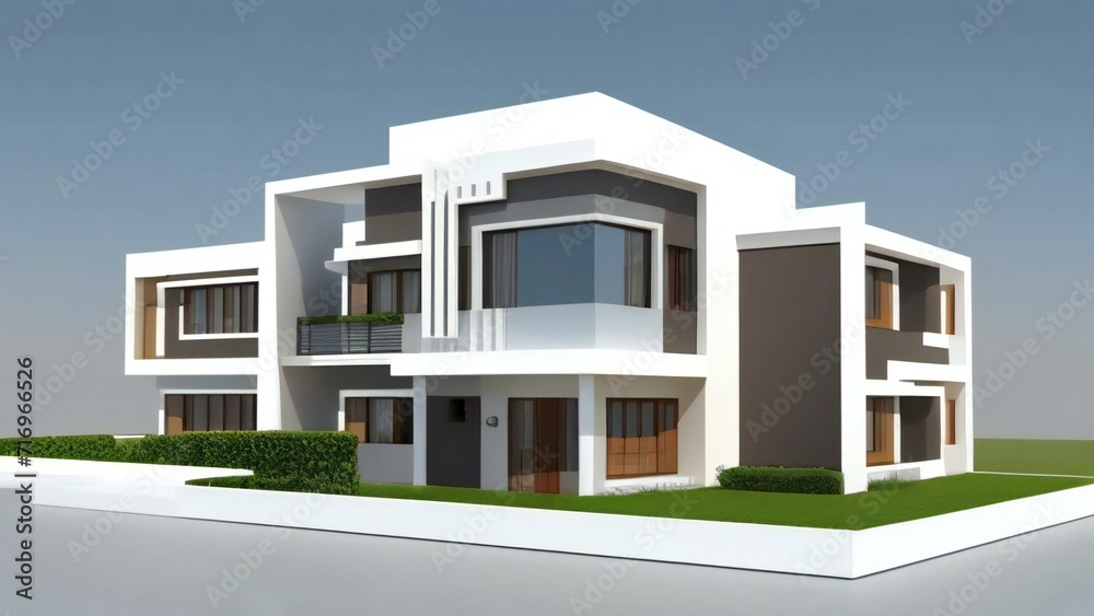 Clean and precise 3D representation of a house, devoid of background distractions. Real estate concept. Clean and precise 3D representation of a house, devoid of background distractions. Real estate concept.