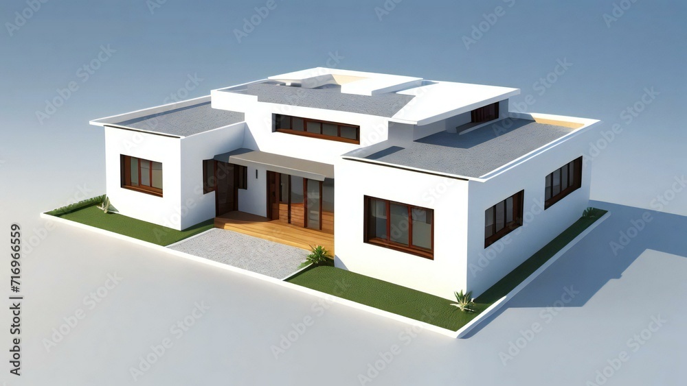 Clean and precise 3D representation of a house, devoid of background distractions. Real estate concept. Clean and precise 3D representation of a house, devoid of background distractions. Real estate concept.
