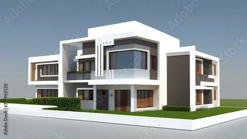 Clean and precise 3D representation of a house, devoid of background distractions. Real estate concept.