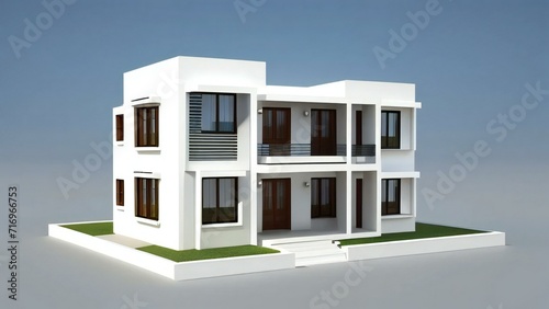 Clean and precise 3D representation of a house, devoid of background distractions. Real estate concept.