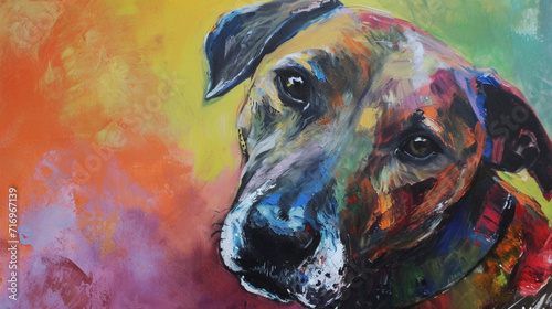 colorful oil paintings. close-up dog picture. colorful art. brush stroke backgrounds. eye, animal, horse, dog, cat, whale drawings and paintings. high quality painting samples backgrounds. wallpaper.