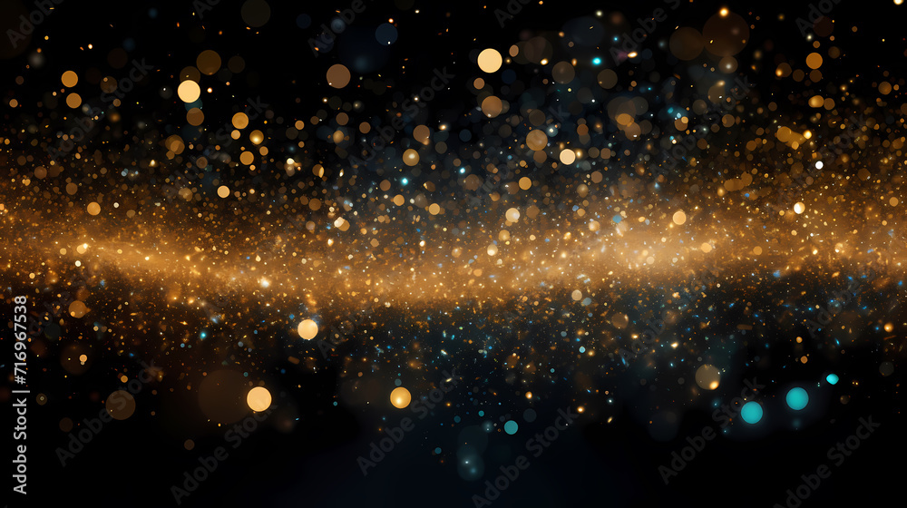 Fototapeta premium Festive decorative glitter lights background banner. Colorful abstract background with glitter