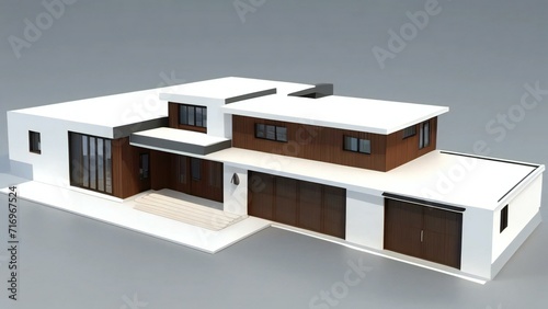 Stylish and compact 3D rendering of a contemporary home design. Concept for real estate or property. © samsul