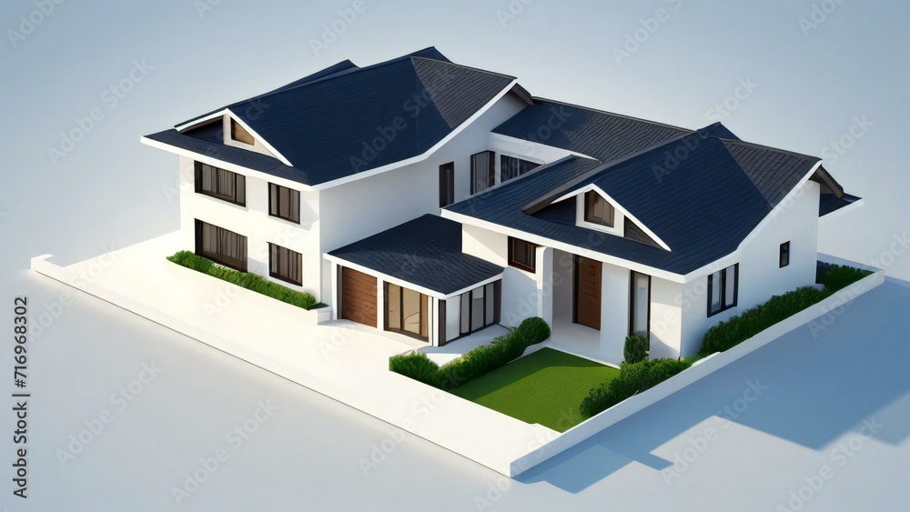 White architectural model of a house complemented by a gray backdrop. Concept for real estate or property. White architectural model of a house complemented by a gray backdrop. Concept for real estate or property.