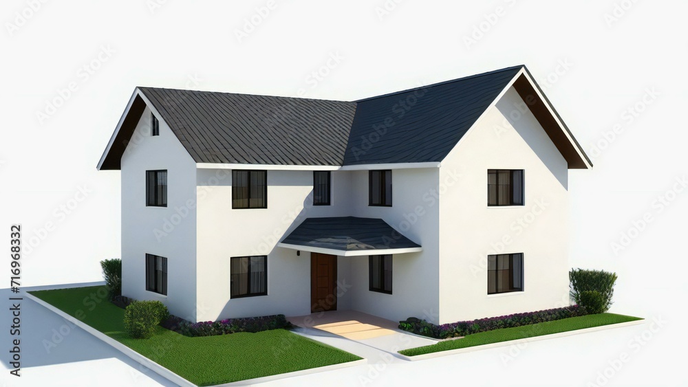 White architectural model of a house complemented by a gray backdrop. Concept for real estate or property. White architectural model of a house complemented by a gray backdrop. Concept for real estate or property.