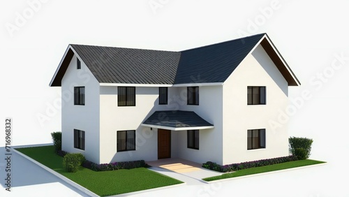 White architectural model of a house complemented by a gray backdrop. Concept for real estate or property.