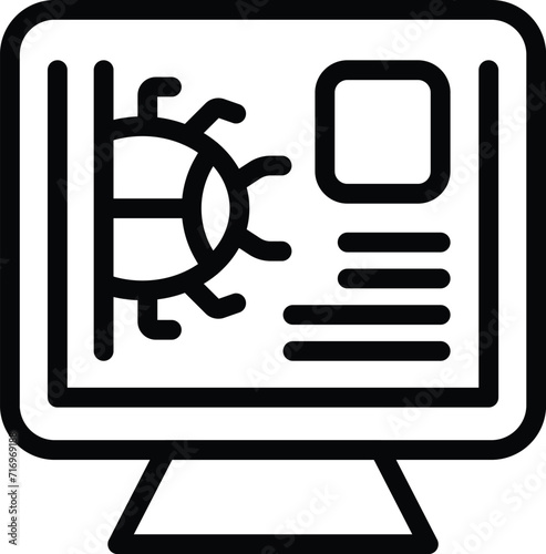 Online bug computer icon outline vector. Destroy accident. Signal event