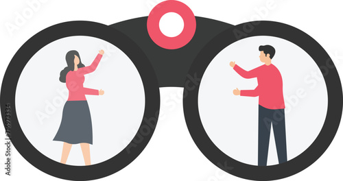 Gender bias, sexism inequality in workplace and social, prejudice, stereotyping, or discrimination against women, Clear vision on woman, Unclear blurry vision on woman

