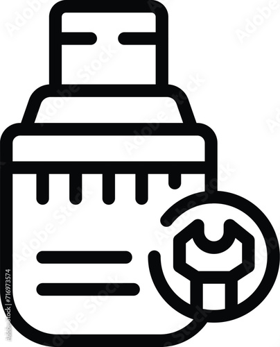 Repair usb data icon outline vector. System destroy. Dark computing