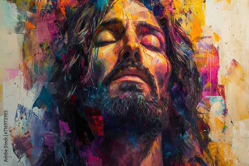 Jesus Christ's modern abstract painting
