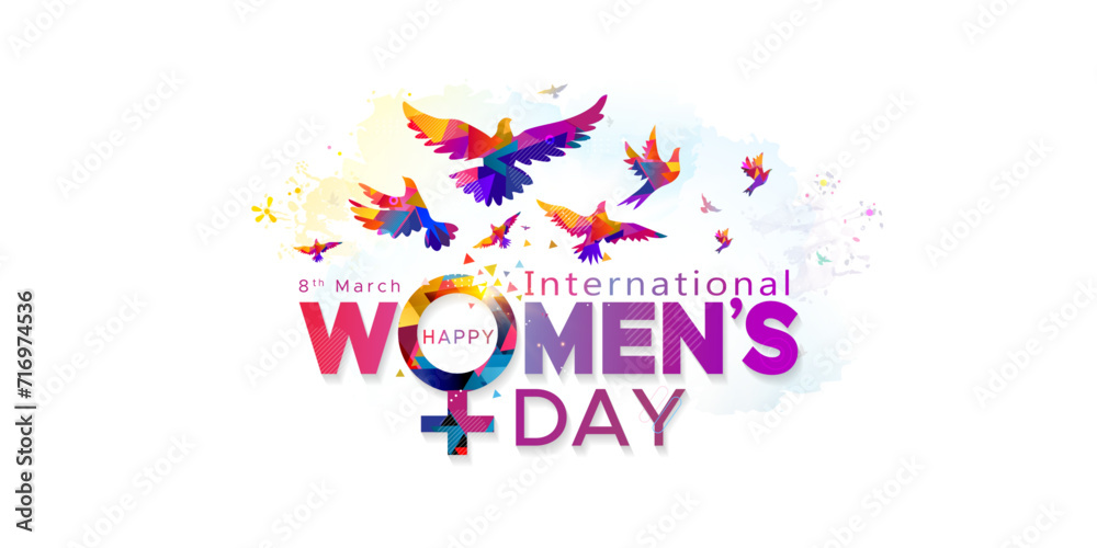 Vector illustration. Womens day celebration greeting card background. 8th March International women's day concept.