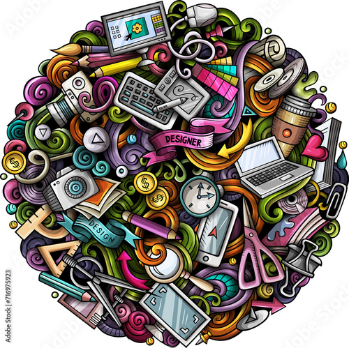 Designer tools cartoon illustration