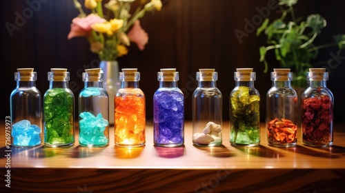 Aurasoma therapy using color, essential oils and crystals