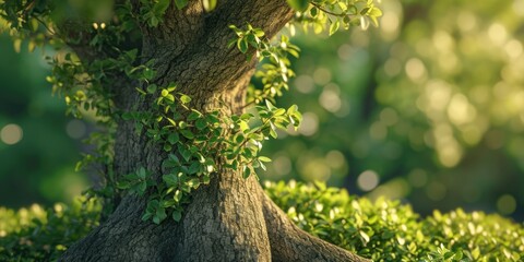 A close up image showcasing the vibrant green leaves of a tree. Perfect for nature enthusiasts or for use in environmental campaigns