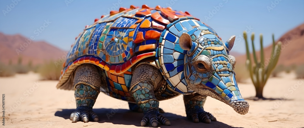 An artistic armadillo in the desert. An artistic armadillo in the desert.