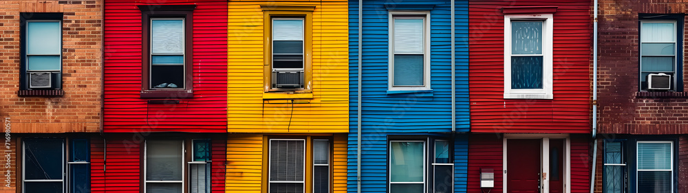 Colorful Row of Houses in Urban Cityscape