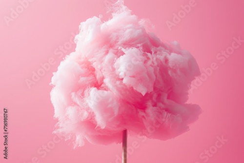 Fluffy, Sugary Treat In Vibrant Pink Hue, Perfectly Isolated photo