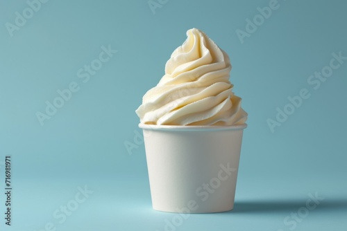Blank Takeaway Cup With Soft Vanilla Ice Cream Or Frozen Yogurt Mockup photo