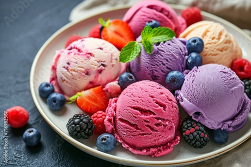 Refreshing Chilled Berry Ice Cream Delights Plated In A Scrumptious Assortment