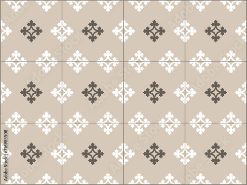 Ceramic Tiles. Hydraulic Portuguese ceramic design. Vintage floral decorative ornament.