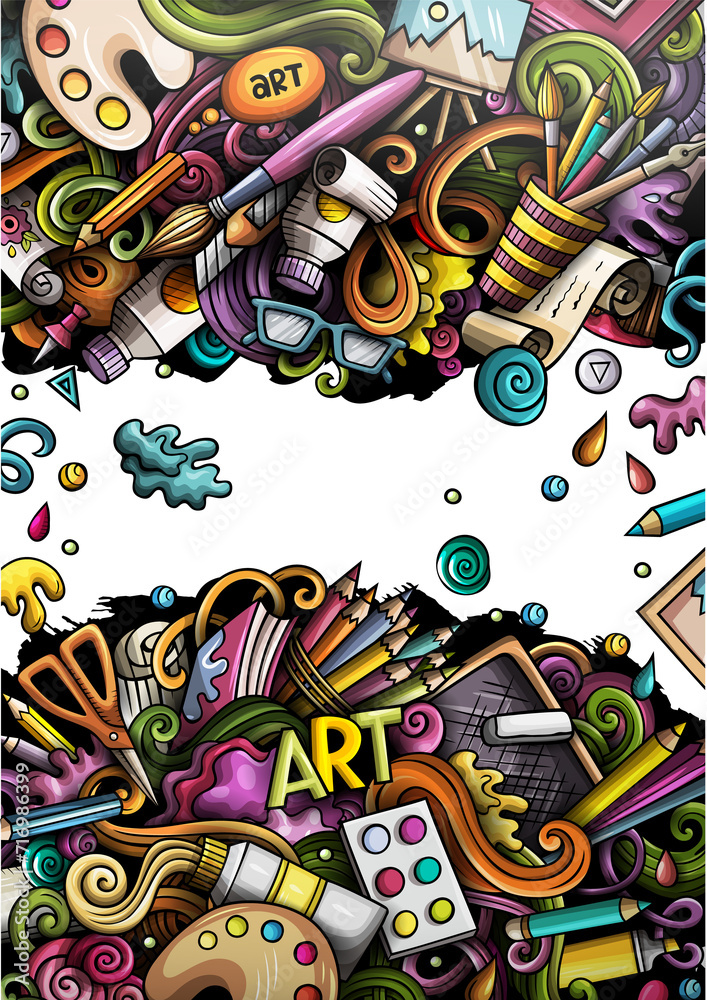 Fototapeta premium Artist tools cartoon illustration