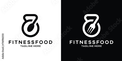 logo design combining the shape of gym equipment with spoons and forks.
