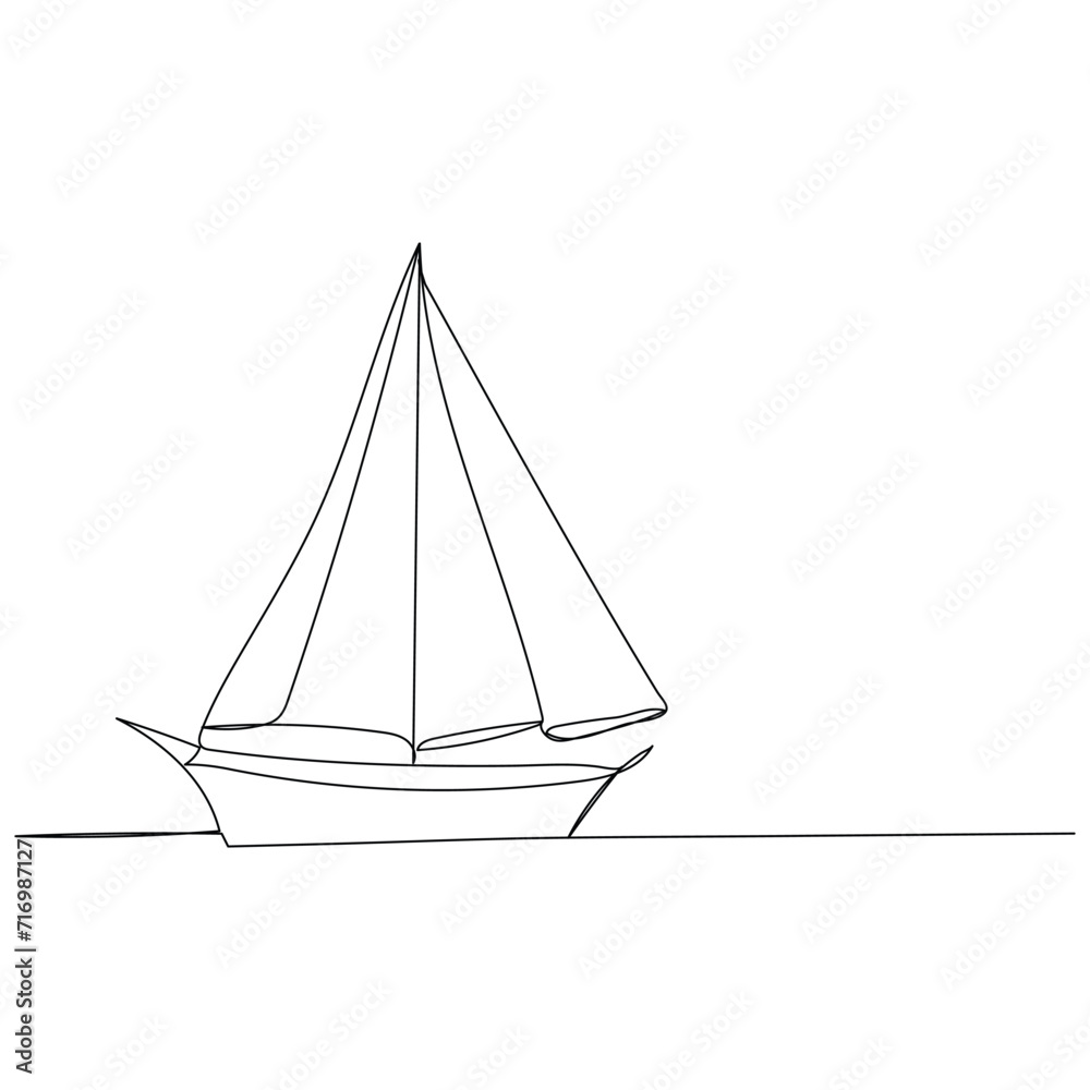 Continuous single line art drawing one line illustration art on Sailboat
Continuous single line art drawing one line illustration art on Sailboat
