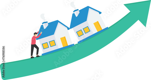 Real estate or property debt crisis causing domino effect, Housing and stock market or investment asset fall down, investors run away from collapsing housing
