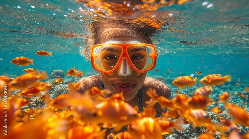 women snorkeling in the crystal clear tropical sea © ProstoSvet