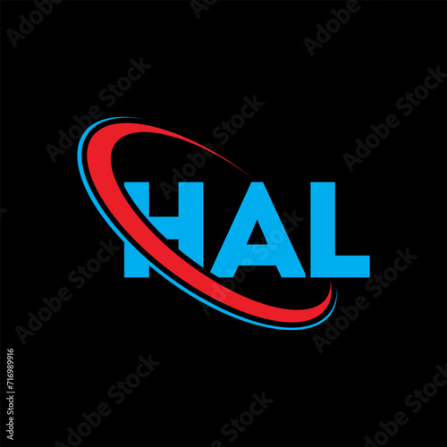 HAL logo. HAL letter. HAL letter logo design. Intitials HAL logo linked with circle and uppercase monogram logo. HAL typography for technology, business and real estate brand.