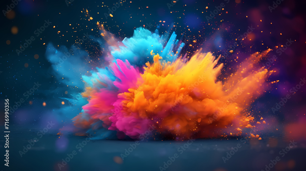 Dust explosion abstract background, Holi background