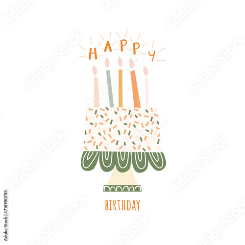 Birthday cake with candles vector isolated illustration