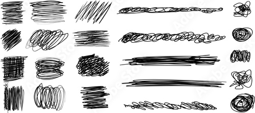 Ink scribbles, frames, graffiti marks blots dots vector illustrations Grunge Graffiti Hand Drawn Pencil Collection