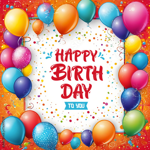 Happy birthday poster template with a colorful celebration theme 
