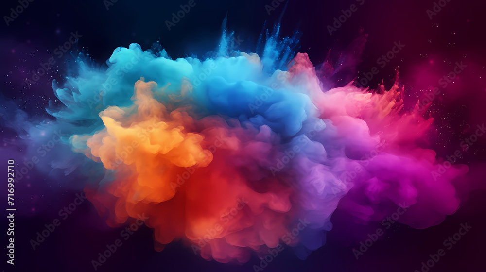 Fototapeta premium Dust explosion abstract background, Holi background