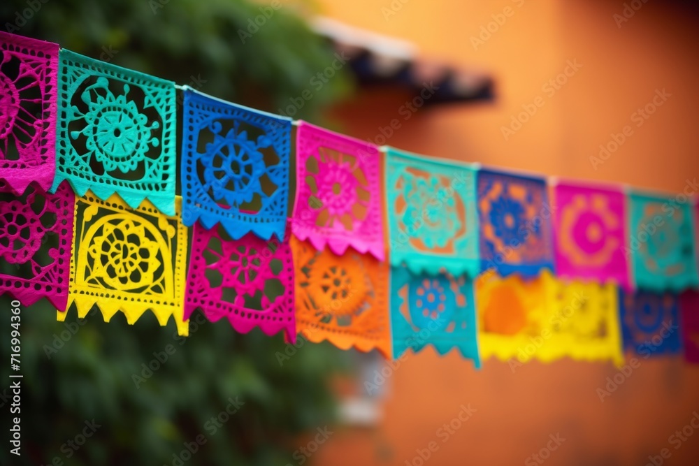 Colourful paper decoration with perforated laces used in hispanic ...