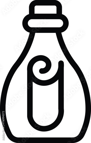 Empty sea glass icon outline vector. Message bottle. Post water sos