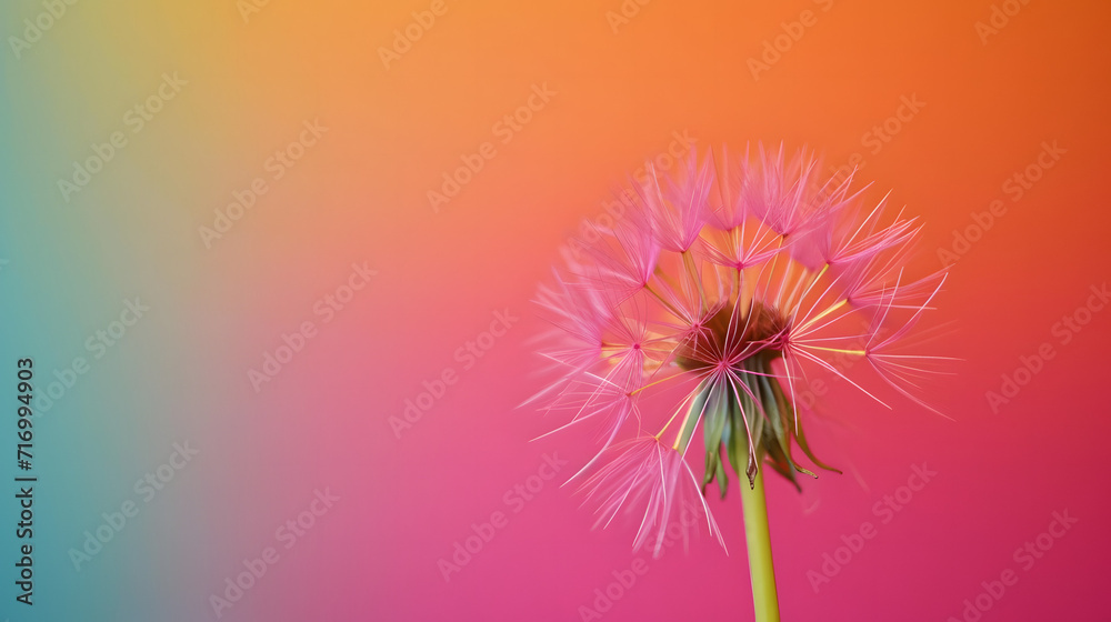 Beautiful Dandelion Blooming Before a Vibrant Colored Backdrop