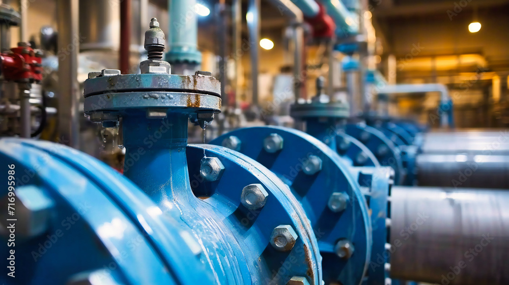 Obraz premium Industrial Pipeline System: Technology and Machinery in a Gas and Energy Plant