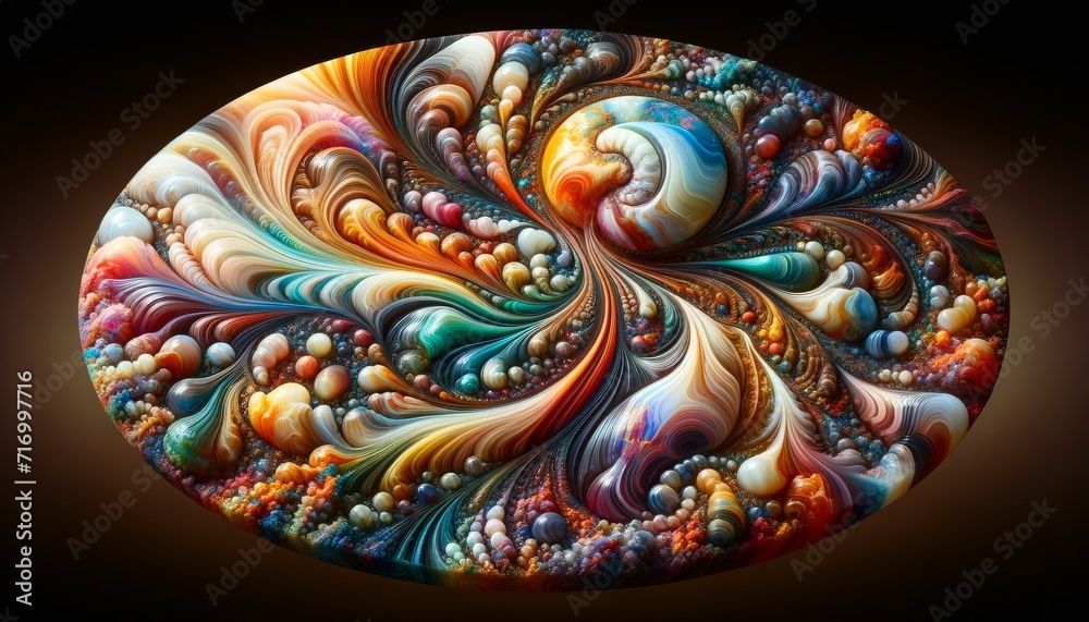 Abstract Colorful Fractal Shell Art