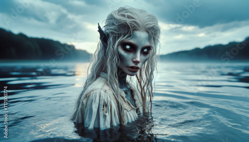 water rusalka demonic being living in forests, fields and lakes, slavic folklore  photo