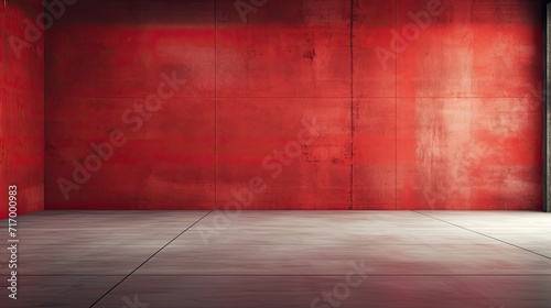 concrete floor and red empty room industrial interior 