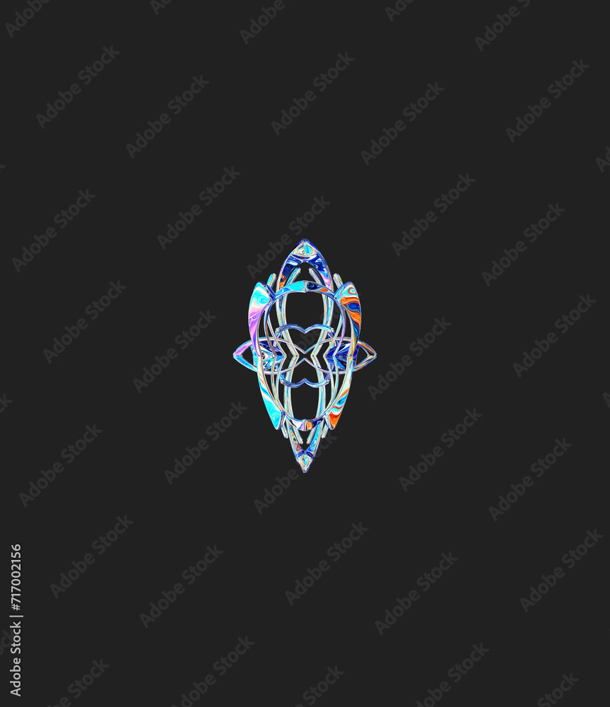Centrally placed curved and very colorful artfully multi-layered textured abstract symmetrical shape - 3d illustration Centrally placed curved and very colorful artfully multi-layered textured abstract symmetrical shape - 3d illustration