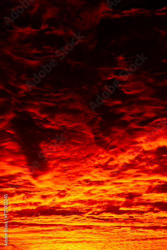 Red and orange clouds at sunrise or sunset