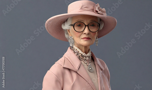 old lady adorned in luxurious fabrics, symbolizing the intersection of age and style.