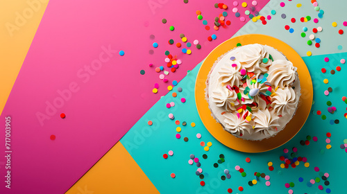 Delicious Cake With White Frosting and Sprinkles on a Plate