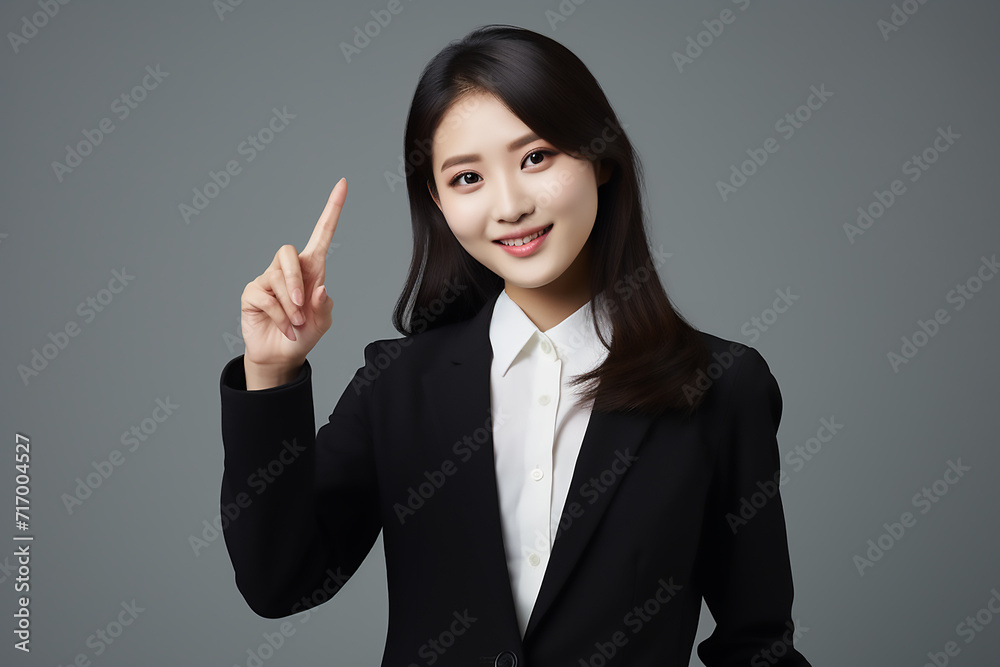 woman pointing at something with generative ai