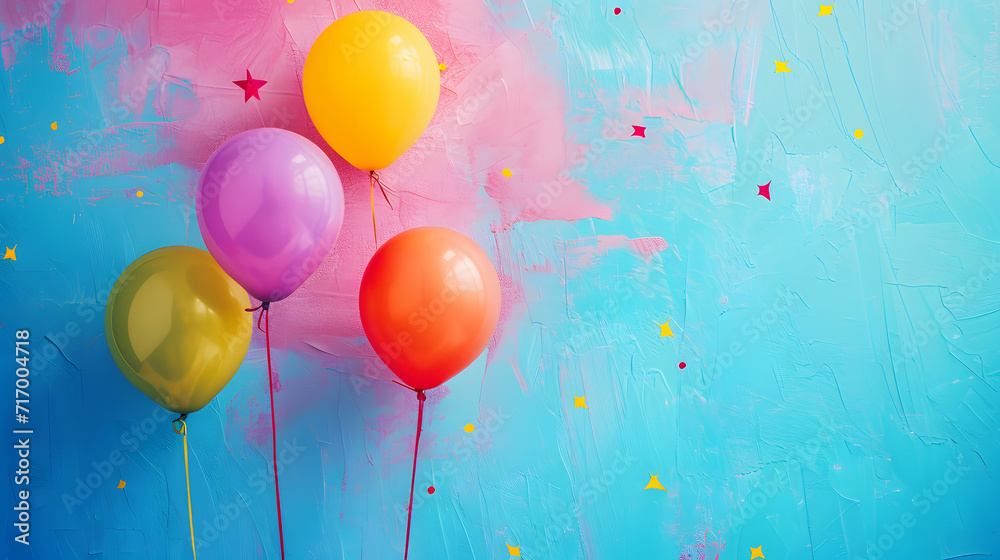 Group of Colorful Balloons Floating in Air, Celebration, Festival, Party, Fun, Joy, Happiness, Flying Objects