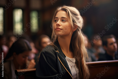 Girl going for lecture in college.